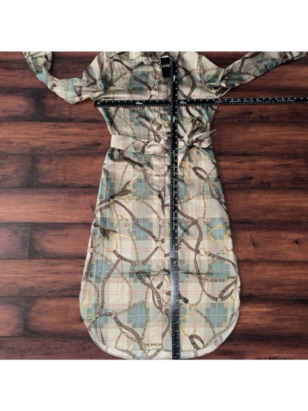 Lauren Ralph Lauren Women's Brown Plaid Twill Equestrian Shirtdress Size 8 - Picture 4 of 12